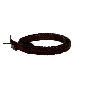 Vintage Tommy Hilfiger Logo Mens Brown Leather Braided Belt Size 38
